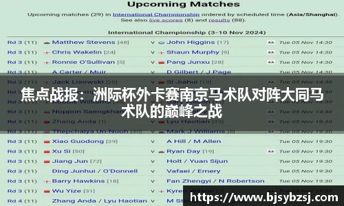 焦点战报：洲际杯外卡赛南京马术队对阵大同马术队的巅峰之战