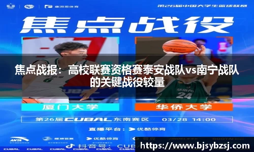 焦点战报：高校联赛资格赛泰安战队vs南宁战队的关键战役较量